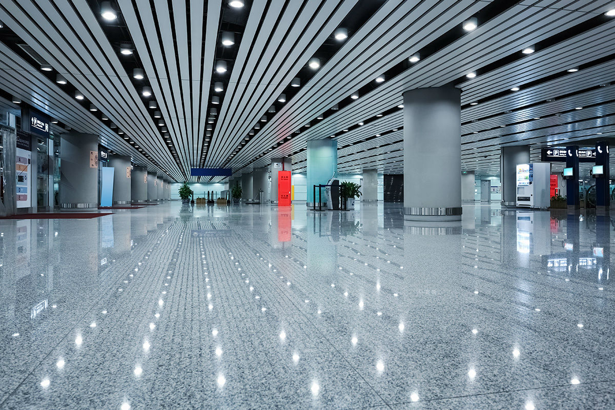 ceiling lighting at airport